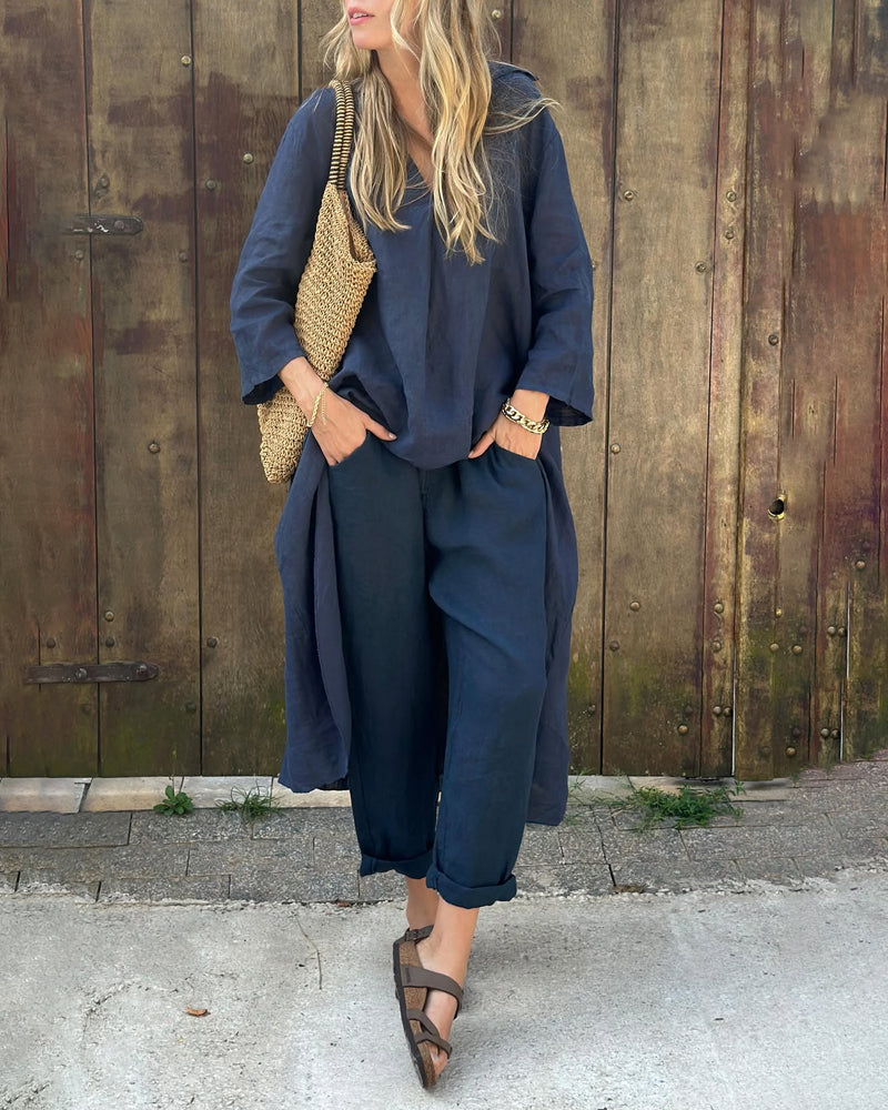 Elegant Navy Two-Piece Set for Effortless Style