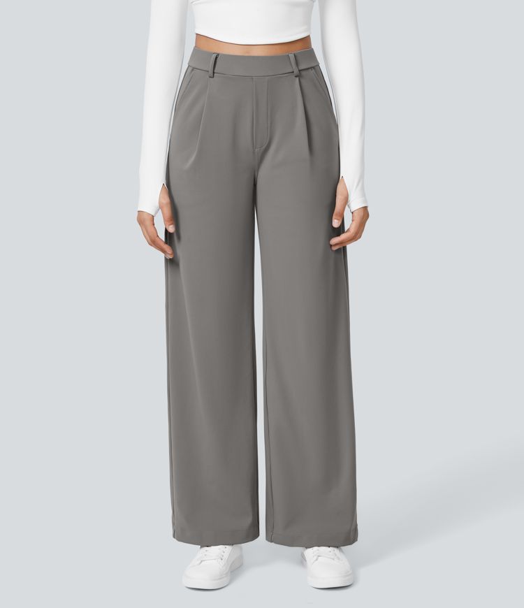 ColaTek Air™ Flared Trousers with High Waist and Side Zip Pockets