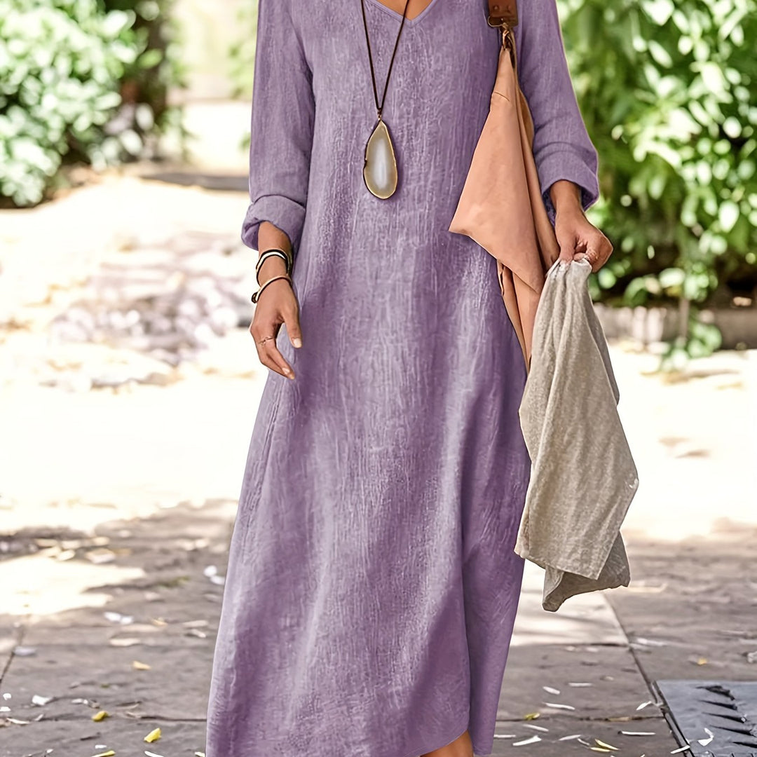 Pam | Linen V-Neck Dress