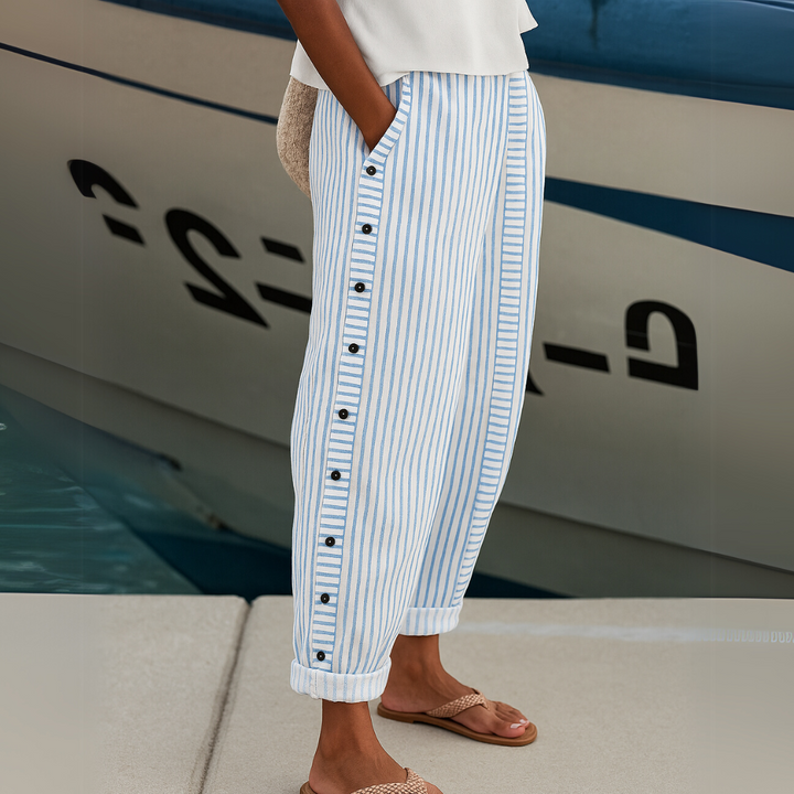 Amy | Stylish Striped Button Pants