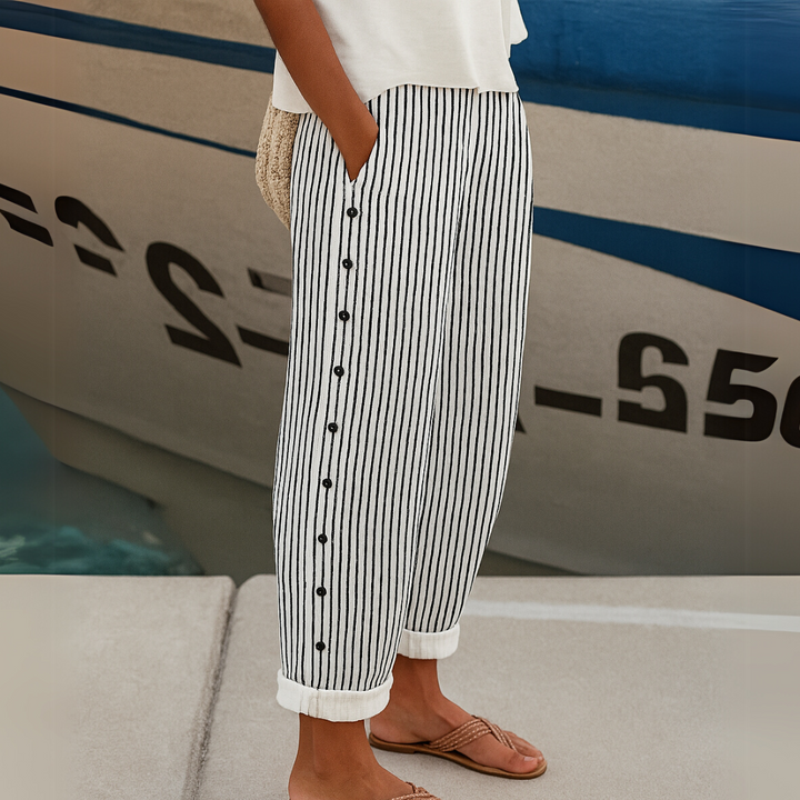 Amy | Stylish Striped Button Pants