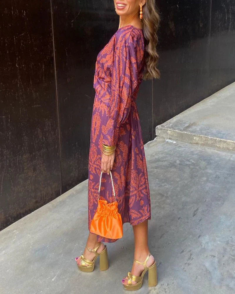 Valentina™ – Elegant Patterned Midi Dress