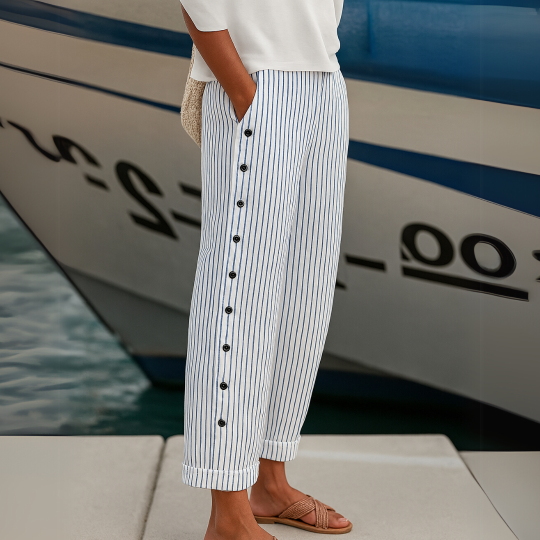 Amy | Stylish Striped Button Pants