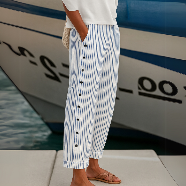 Amy | Stylish Striped Button Pants
