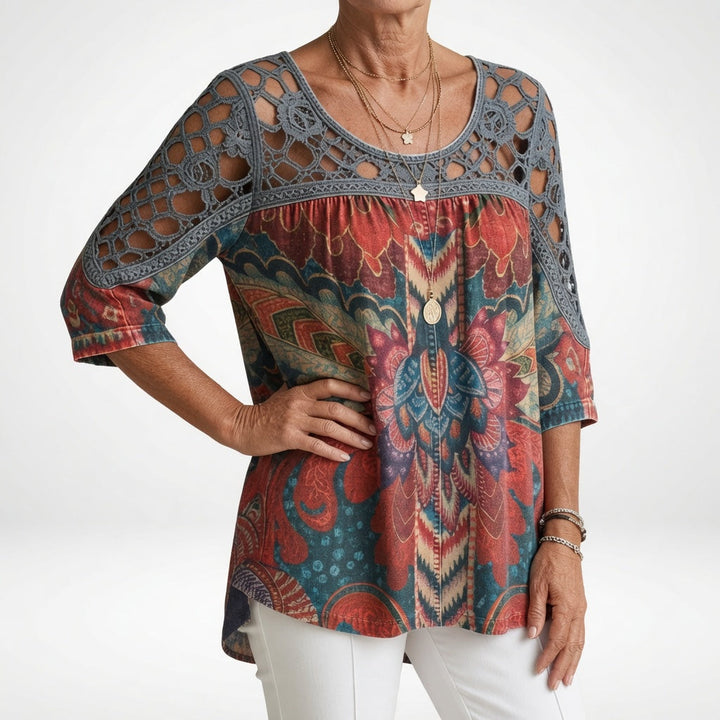 Elisa™ — Printed Ethnic Bohemian Blouse with Natural Femininity