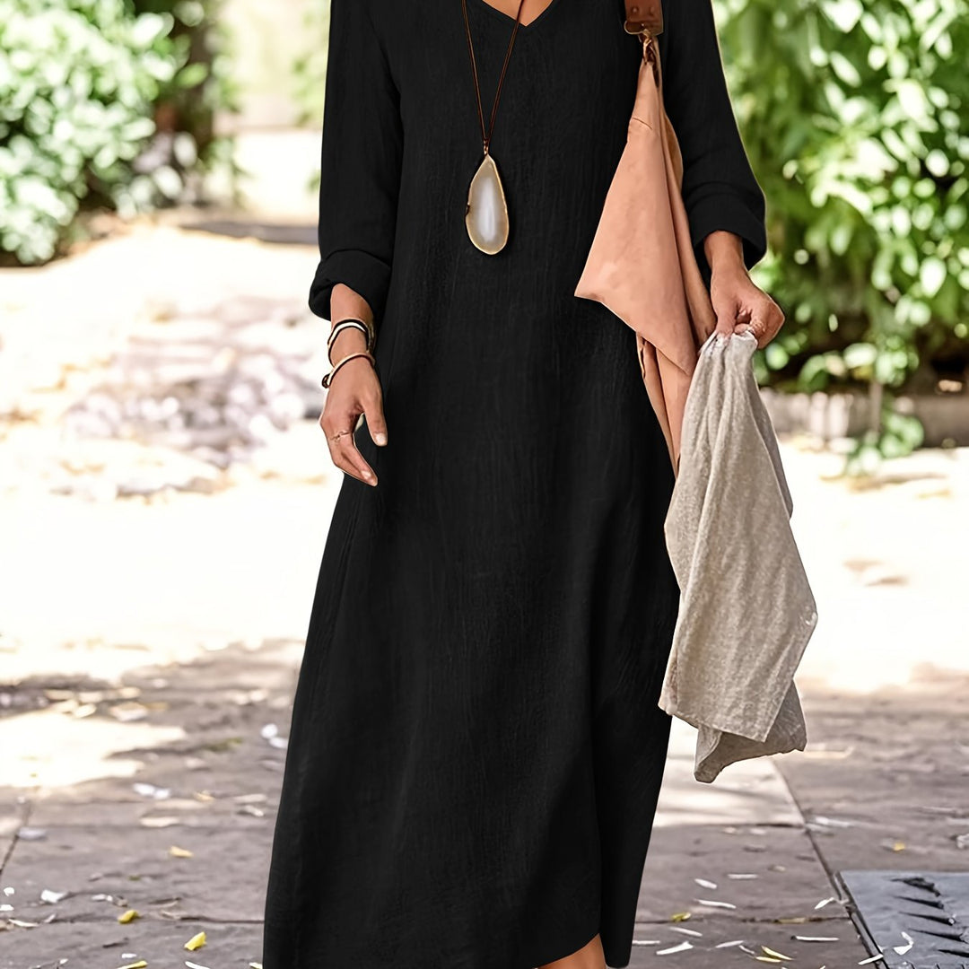 Pam | Linen V-Neck Dress