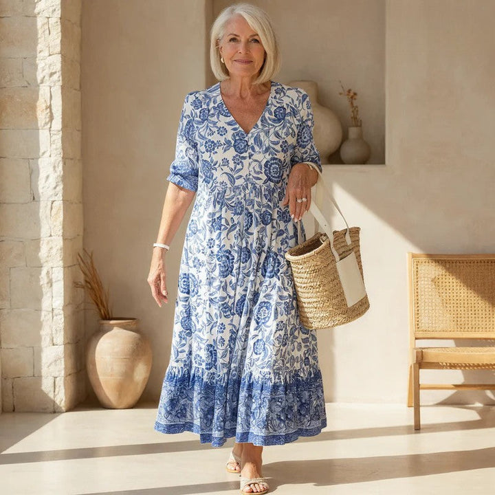 Azariah - Elegant Floral Dress With V-Neck