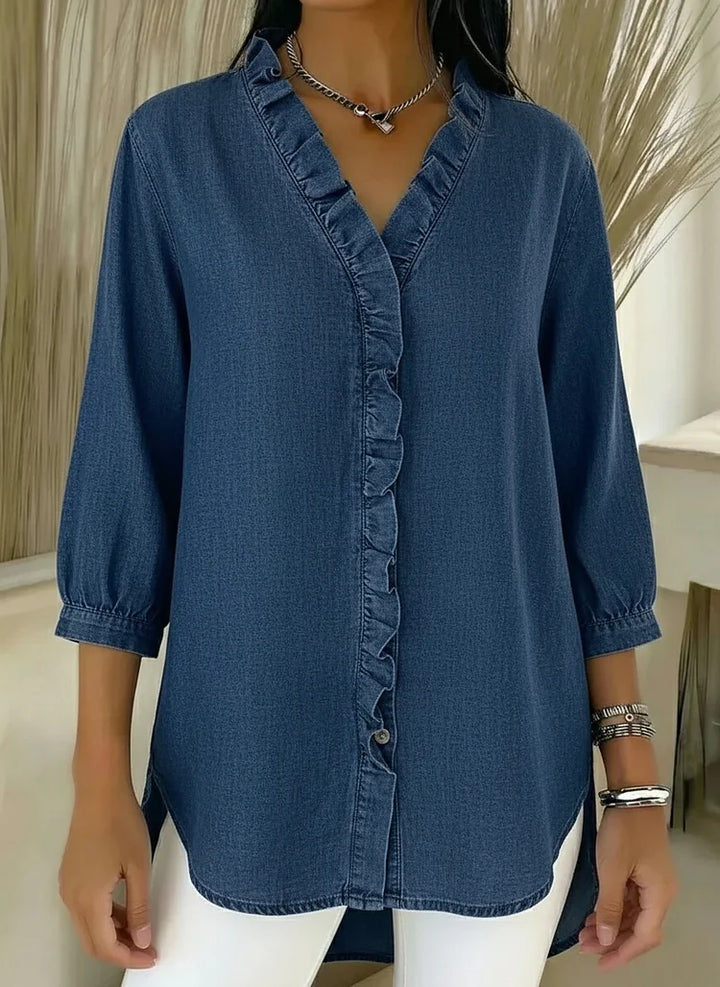Vera | Casual Denim Shirt With V Neck