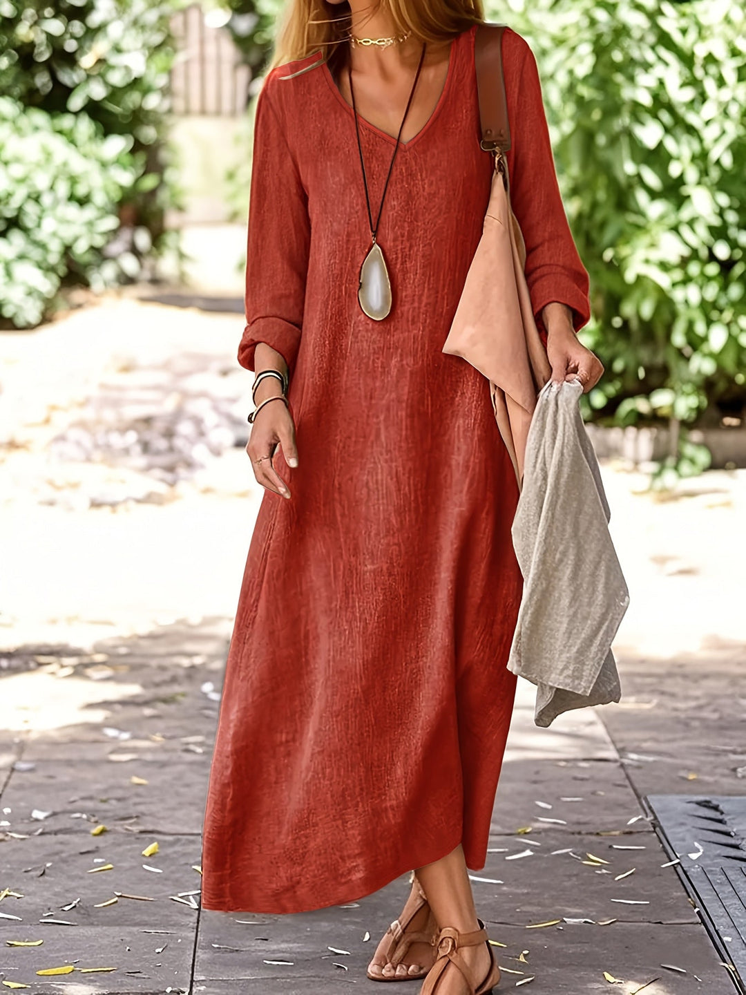 Pam | Linen V-Neck Dress
