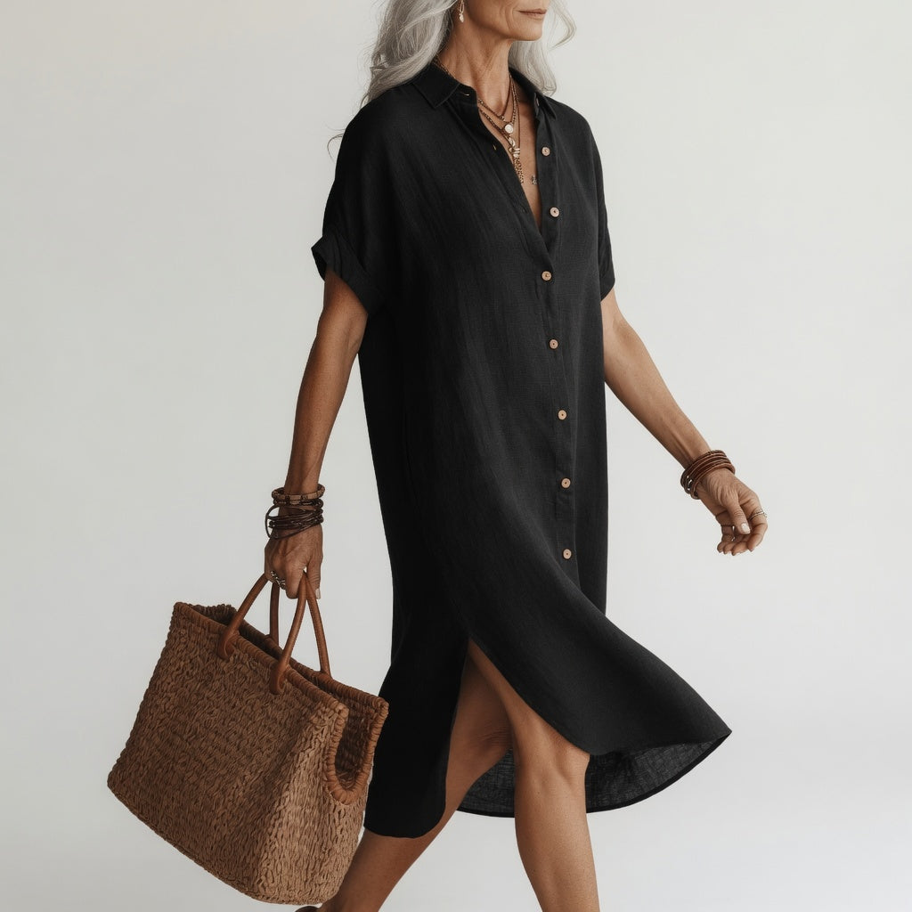 Évanélie™ — Premium Breathable Midi Shirt Dress with Effortless Elegance
