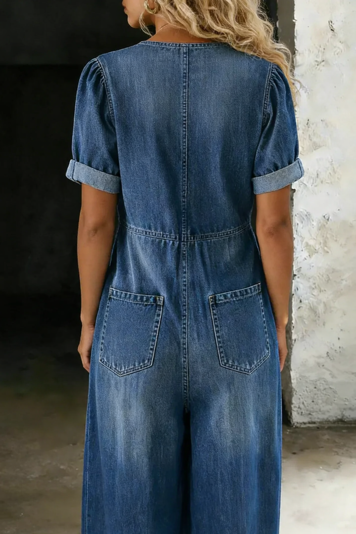 Maya | V Neck Short Sleeve Jumpsuit