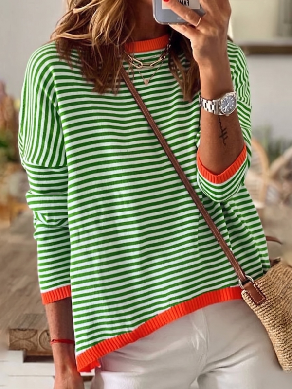 Sophie™ — Timeless Blue & White Striped Long Sleeve Blouse