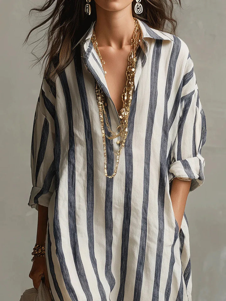 Amaris Linen Long Shirt Dress