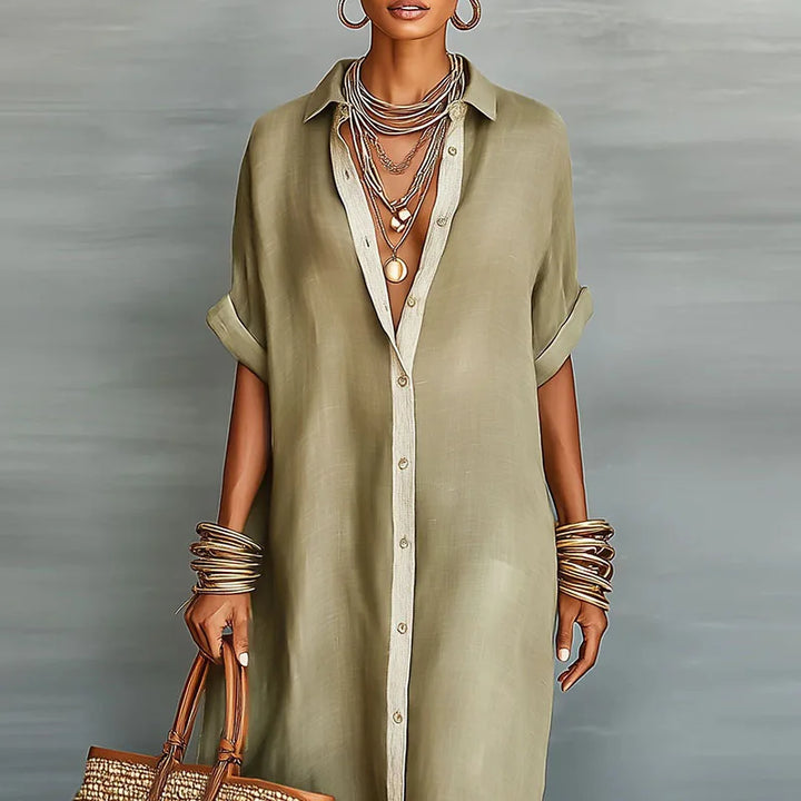 Gemma Linen Long Shirt Sundress