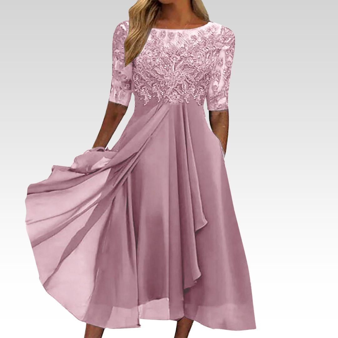 Zaria™ – The Flattering Lace Midi Dress