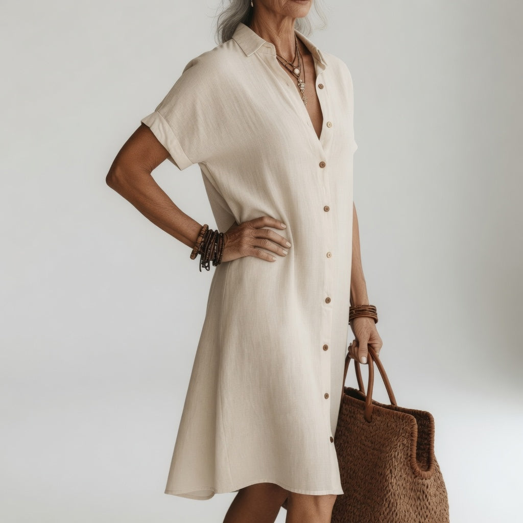 Évanélie™ — Premium Breathable Midi Shirt Dress with Effortless Elegance