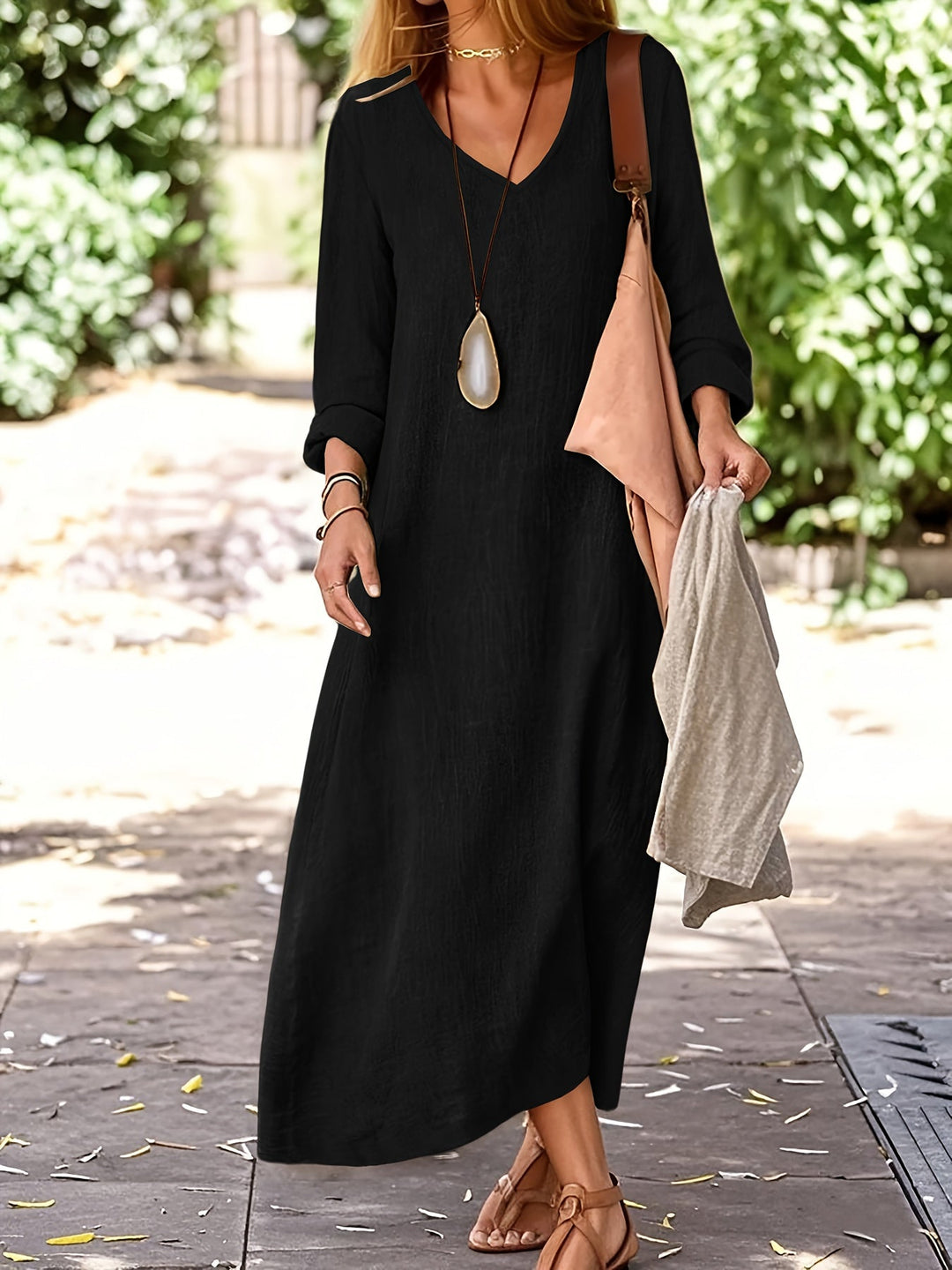 Pam | Linen V-Neck Dress