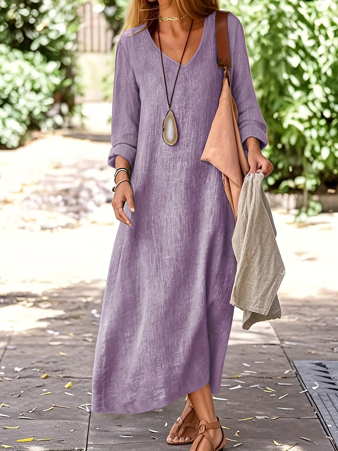Pam | Linen V-Neck Dress