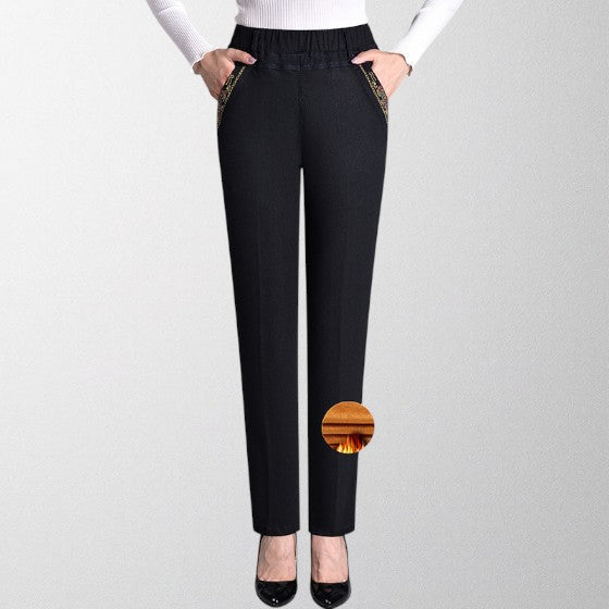 Olivia - Women's jeans with side pockets and elastic waistband