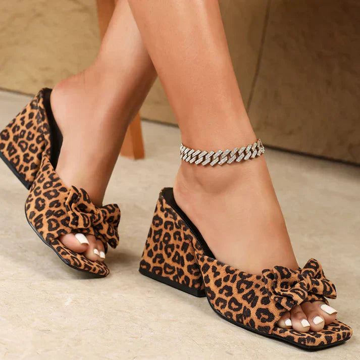 Leopard Bow Heels – Bold & Chic Statement Sandals